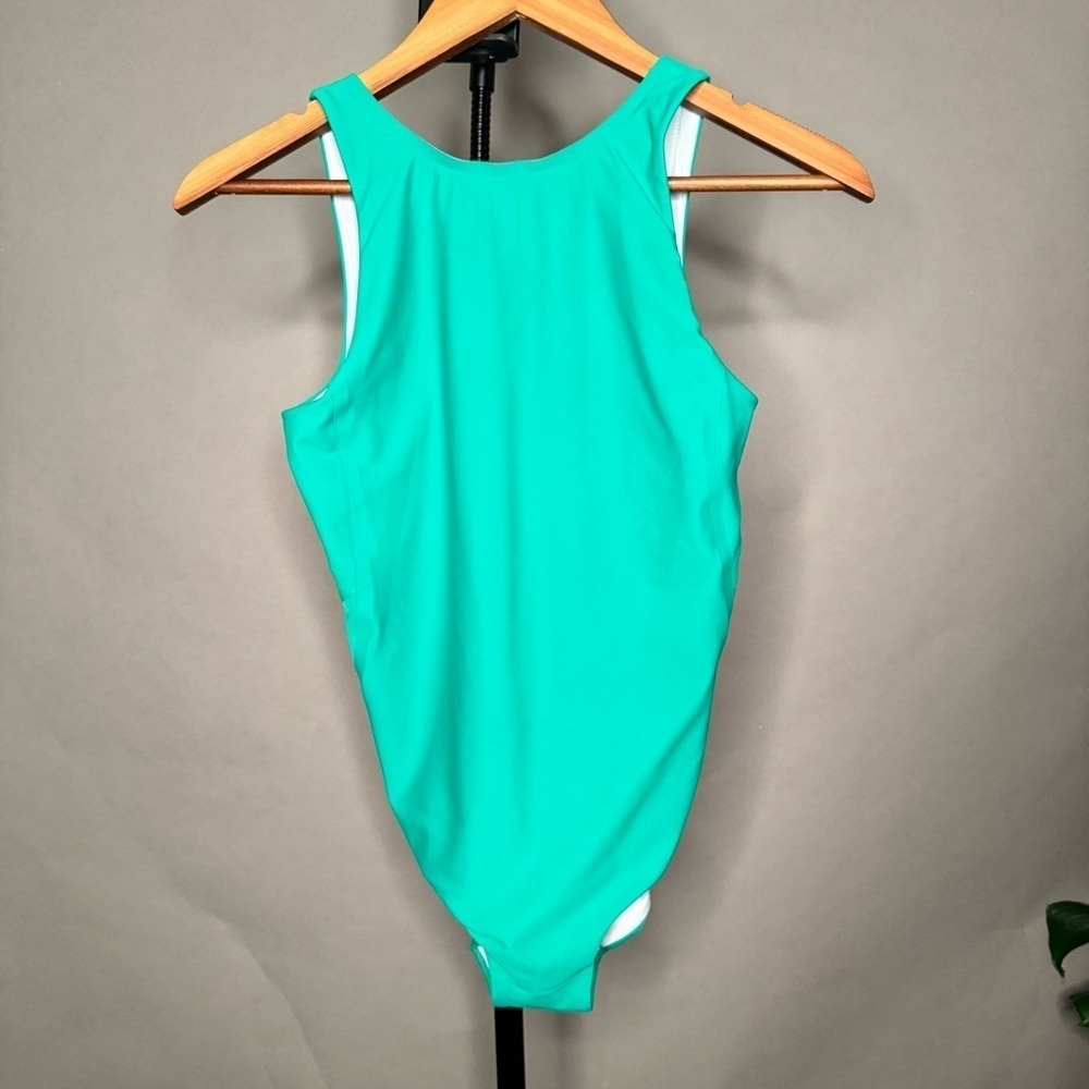 ADAY Reversible Vibrant Green / White One-Piece For the Win Swimsuit Size XS